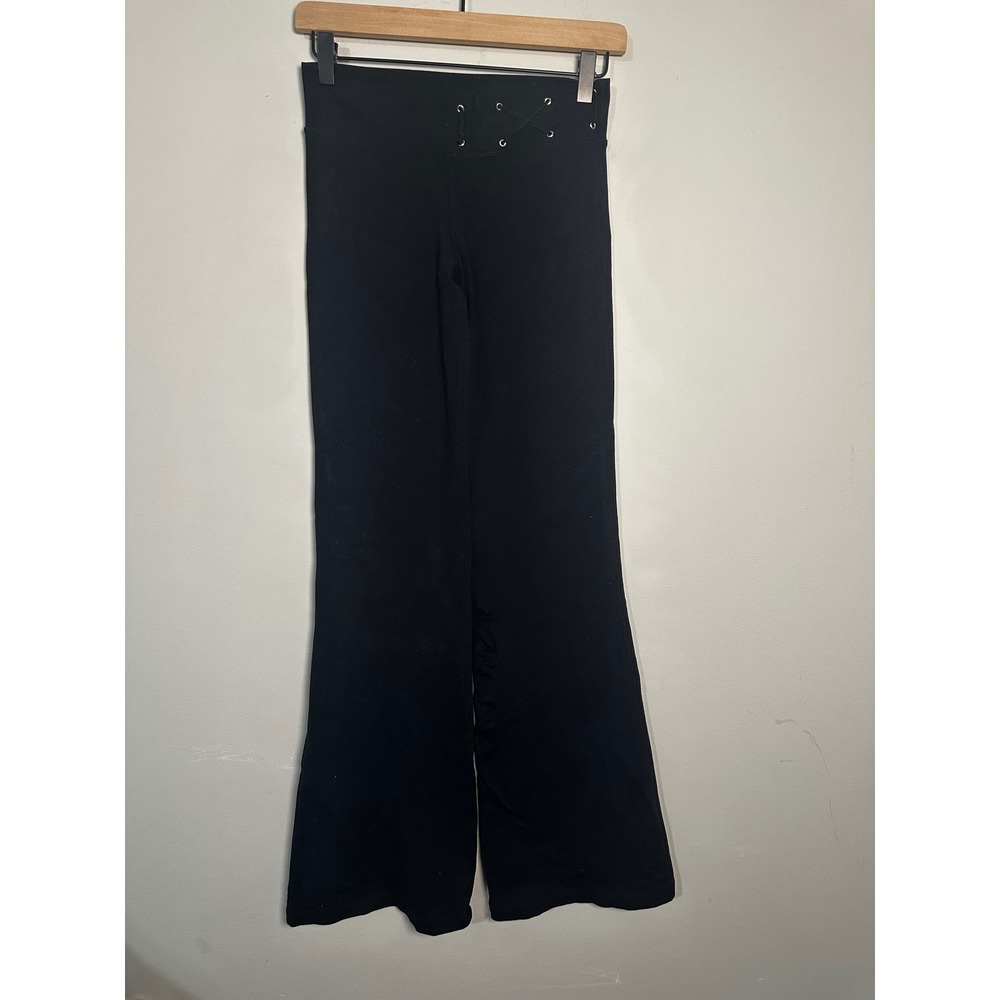 Vintage Bluefish Sport Flare Yoga Pants Y2K Lace Up Grommet‎ Black Sz 3- M/L